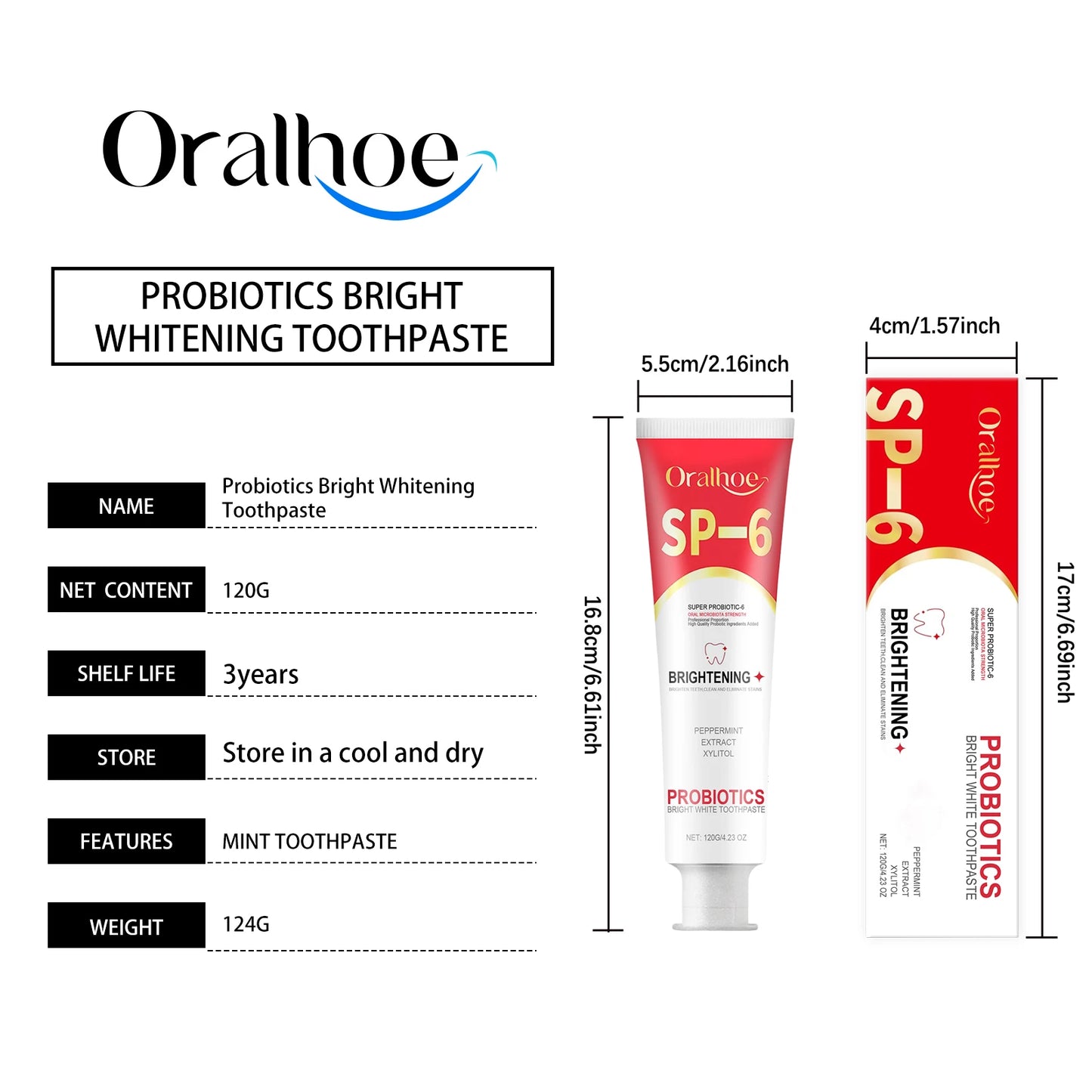 SP6 Probiotic Brightening Toothpaste Remove Plaque Stains Keep Fresh Breath Preventing Periodontitis Oral Teeth Care Toothpastes