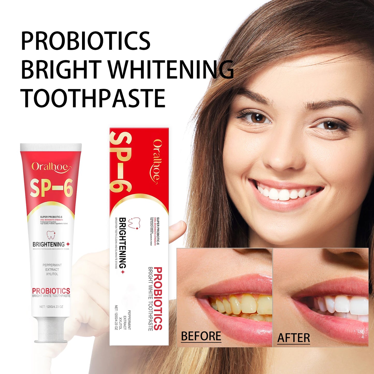 SP6 Probiotic Brightening Toothpaste Remove Plaque Stains Keep Fresh Breath Preventing Periodontitis Oral Teeth Care Toothpastes